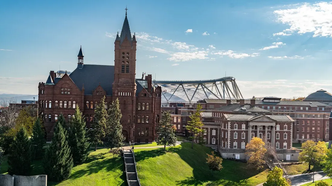 Syracuse University aerial look at campus.